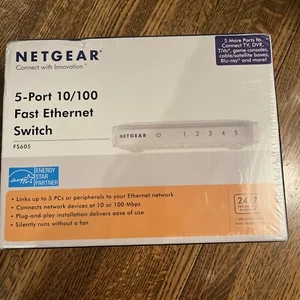 NEW Sealed NETGEAR FS605 5-Port 10/100 Fast Ethernet Switch - Picture 1 of 2