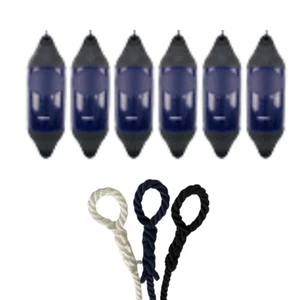 6 x HURRICANE Vortex Boat Fenders: Navy PM05 - FREE SPLICED END 10MM ROPE - Picture 1 of 2