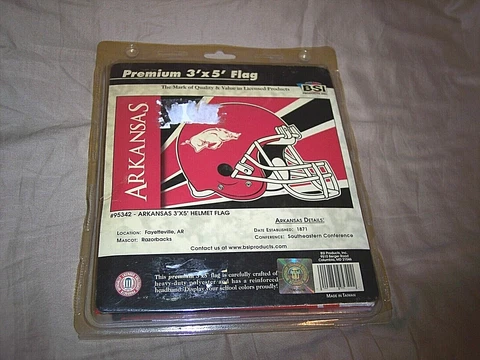 Rare Razorbacks Football Flag 3x5 Arkansas Razorbacks Helmet Flag Ar. Razorbacks Cover
