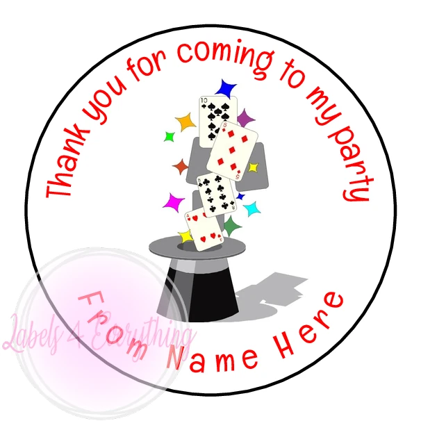 Personalised Magic Magician Stickers Birthday Thank You Party Sweet Cones - Image 1 of 1