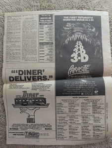 parasite movie ad 3d diner 1982 la times newspaper film art vintage full page ca - Picture 1 of 2