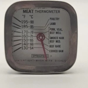Termometro carne vintage Springfield impermeabile U.S.A. cromo acciaio inox anni '50 HLN - Foto 1 di 3