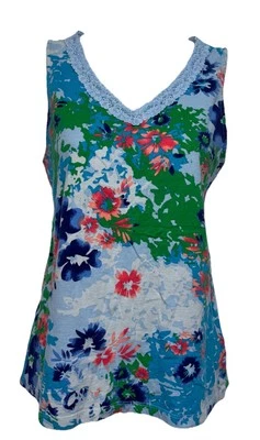 Basic Editions женщин размер S пуловер без рукавов Майка кружева отделки v-образным вырезом цветочный - Изображение 1 из 4