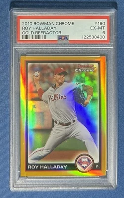 2010 Bowman Chrome Roy Halladay Gold Refractor 19/50 PSA 6 Phillies #180 - Image 1 of 2