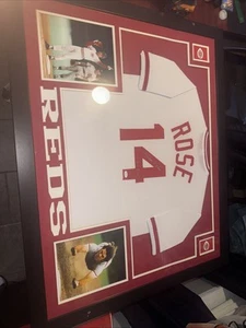 CINCINNATI REDS PETE ROSE AUTOGRAPHED FRAMED WHITE JERSEY JSA STOCK - Picture 1 of 7