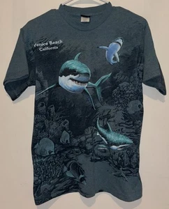 Vintage Shark Wildlife Shirt Adult Size M Habitat Ocean AOP Single Stitch - Picture 1 of 4