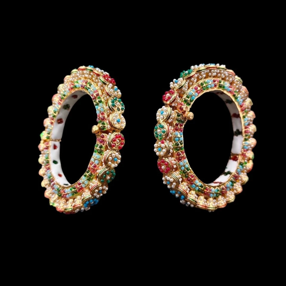 Bollywood Pakistanische Indische Braut Kundan Handgemacht Armreifen Kada Schmuck - Bild 1 von 1