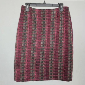 Cato Women’s Plaid Tweed Pencil Skirt Red Black Size 8 - Picture 1 of 7