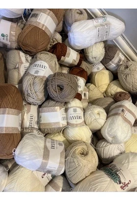 KNITTING ALLSORTS Job Lot Large Bundle Mixed Yarn beiges , whites, creams, browns neutral. 1500g