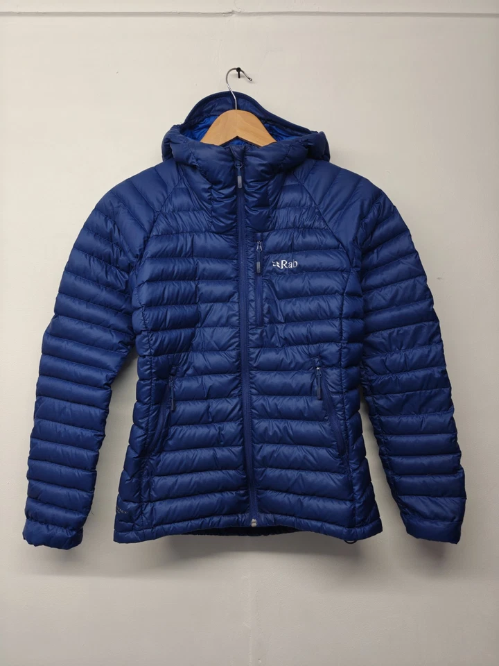 Rab Microlight Alpine Blue Nikwax Pertex Down Puffer Hood Coat Jacket Size UK 10 - Image 1 of 4