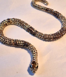 Snake 4" Necklace Pendant With Sparkling Multicolor Rhinestones No Chain - Picture 1 of 7