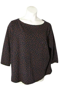 Talbots 3X Navy Blue Red Polka Dot Knit Shirt Top 3/4 Sleeve - Picture 1 of 3