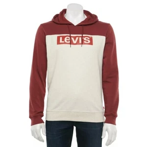 Men's Levi's $50 Fleece-Lined Pullover Hoodie in Port/Oatmeal Size M NEW W/TAGS - Picture 1 of 2