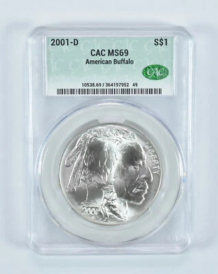 2001-D Buffalo Commemorative Silver Dollar MS69 CAC - Image 1 of 4