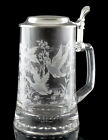 Wild Ducks Beer Stein Crystal Glass Hinged Pewter Lid hunting theme Gift New