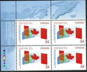 Canada sc#2331 Canadian Diplomacy: Flag intersecting Globe, UL Block, Mint-NH - Picture 1 of 2
