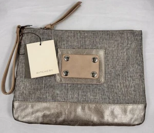 Witchery Neutral Colours With Gold Vinyl Trim Small Wristlet - Picture 1 of 21