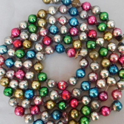 Shiny Mercury Glass Garland 6mm Beads Christmas Strands Choose Color All Solid - Image 1 of 2