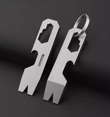 Mini Titanium Alloy Keychain Pry Bar EDC Crowbar Bottle Opener Wrench Multi Tool - Image 1 of 4