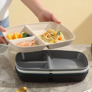 Divided Plates 10.5 Inch for Kids Adults, Portion Control Bariatric Plate, Wheat - Picture 1 of 9