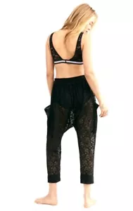 Free People Look At My Lace Pant Sheer Stretch Slouchy Black XS NEW - Picture 1 of 3