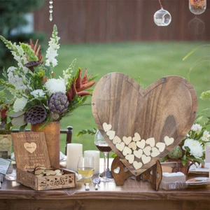 XXL Holz Hochzeit Gästebuch Alternative Hochzeitsgästebuch mit Holzbaum Blätter - Bild 1 von 8