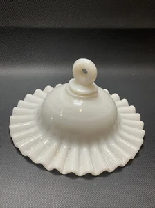 VINTAGE MILK GLASS RUFFLED SMOKE BELL 6” - Picture 1 of 5