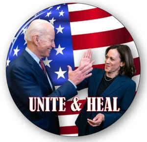 QTY 12 JOE BIDEN & KAMALA HARRIS UNITE AND HEAL 3" PIN BACK BUTTONS US PRESIDENT - Picture 1 of 2