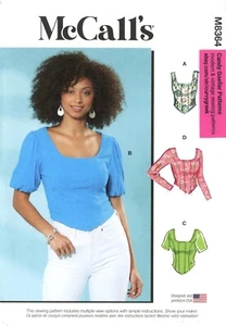 McCall's M8364 Knit Corset Tops w Square Neck & Sleeve Options Sz 6-14 UNCUT - Picture 1 of 4