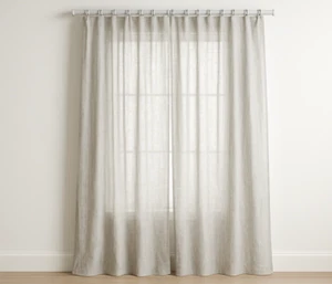 Cortina de lino natural 56" (142 cm) de ancho - Elegante, lavada a la piedra, diseño atemporal - Imagen 1 de 5