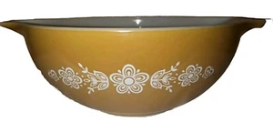 Cuenco mezclador Pyrex #444 oro mariposa vintage 4 cuartos grande bien cuidado - Imagen 1 de 15