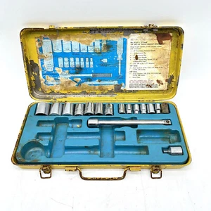 Vintage Corsair Drive Socket Wench Set No. SCS21 (Incomplete) Yellow Metal Case - Picture 1 of 6