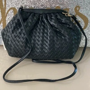 Leona Basket Weave black bag crossbody shoulder bag new casual Framed casual NEW - Picture 1 of 5