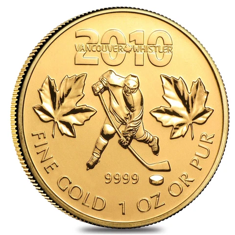 2010 1 oz $50 Vancouver Olympics Canadian Gold Maple Leaf BU .9999 Fine Cover