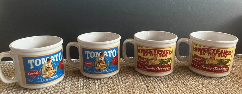 Campbell Soup Mugs Collectibles 2005 Banner Style Houston Harvest Set of 4 VTG - Image 1 of 4