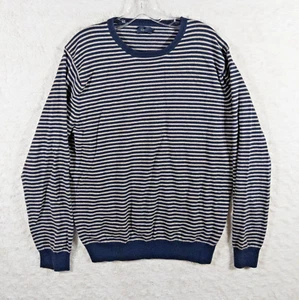 Banana Republic Sweater Mens XL Navy Blue Striped Merino Wool Blend Long Sleeve - Picture 1 of 7