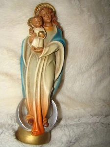 Antike Madonna 22 cm Heiligenfigur Statue 1920 Maria Mutter Gottes mit Jesuskind - Bild 1 von 12
