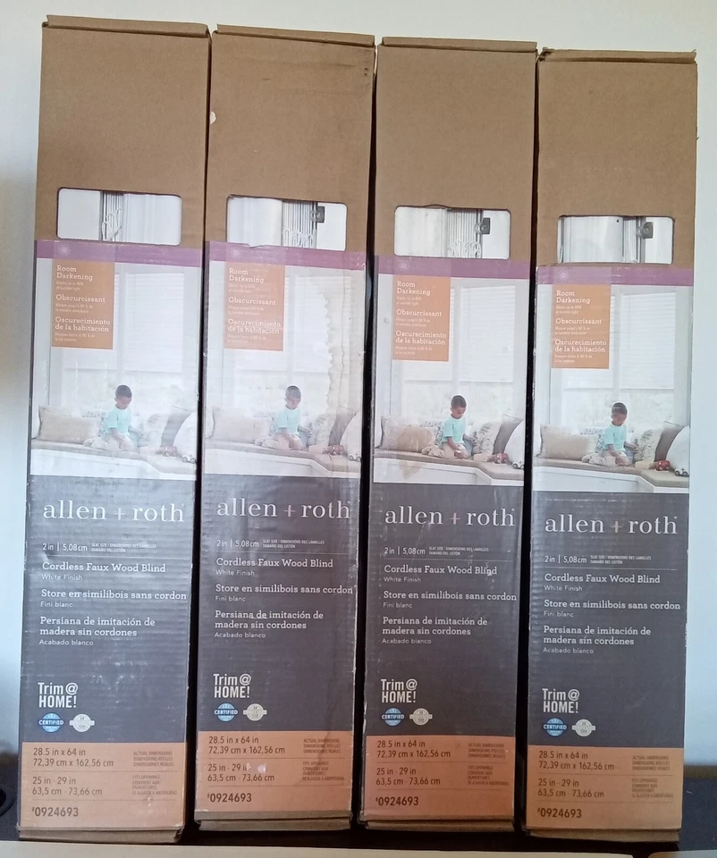 Allen Roth 2in Room Darkening Cordless Faux Wood Blind White 29