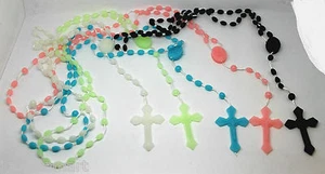 5X Prison Issue Rosary Beads Black Blue White Green Pink Some Glow in the Dark - Picture 1 of 3