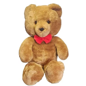 Oso de peluche Dakin Brown Honey Jo 1986 vintage 20" felpa roja pajarita divertida granja - Imagen 1 de 6