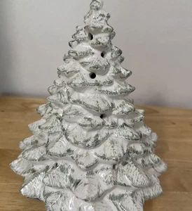 Vintage McCoy Ltd USA Keramik Weihnachtsbaum weiß mit grün 10,5" ohne Beleuchtung - Bild 1 von 7