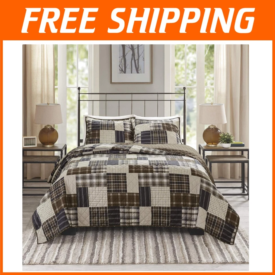 Lodge Style Reversible Coverlet with Shams - King/Cal King in Timber Black/Brown - Image 1 of 4