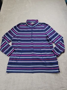 T By Talbots Shirt Womens 2X Blue Striped Pullover Quarter Zip Stretch - Picture 1 of 7