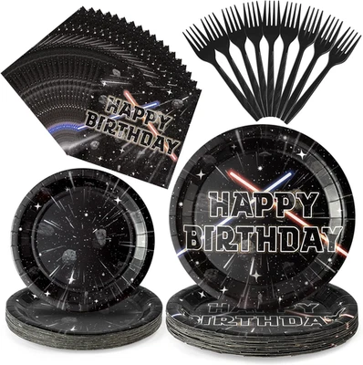 Juego de vajilla de fiesta Galaxy Movie Star 96 piezas, suministros de fiesta para niños cumpleaños Sc Foto 1 de 4