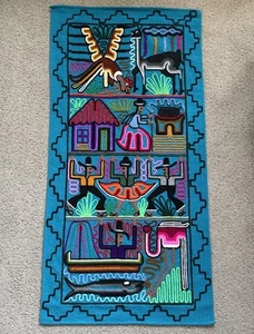Perú Arte Popular Bordado Tapiz Colgante de Pared Hermosos Colores - Imagen 1 de 19