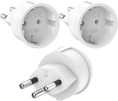 Oliveria 3 Stück Reiseadapter DE EU auf Schweiz Steckdosenadapter Reisestecker - Bild 1 von 4