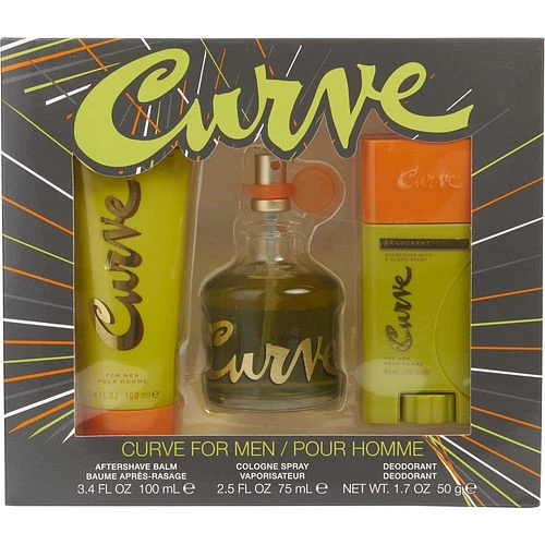 CURVE COLOGNE SPRAY 2.5 OZ & AFTERSHAVE BALM 3.4 OZ & DEODORANT STICK 1.7 OZ MEN