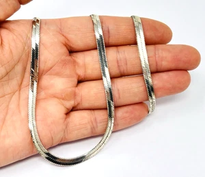 Sterling Silber 925 Fischgrät flache Kette Halskette Italien 24" 4 mm - Bild 1 von 9