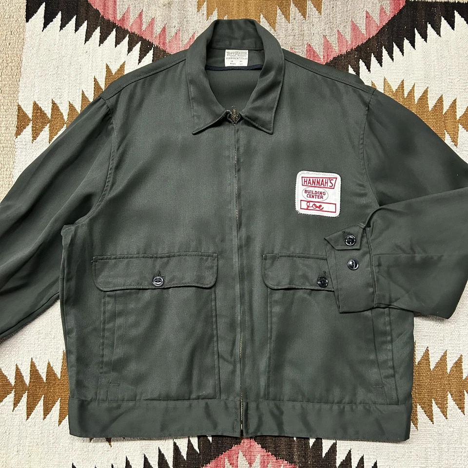 Chaqueta de Trabajo Vintage Años 50 Deadstock Gabardina Ajuste Recortado Talla 44 - Verde Profundo Foto 1 de 4