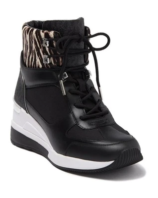 Nuevo botín de cuero Michael Kors Liv Wedge para mujer negro talla 9M Foto 1 de 4